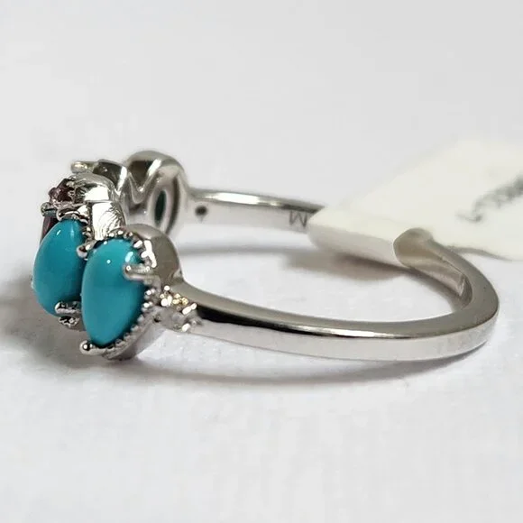NWT 925 Sleeping Beauty Turquoise & Garnet Ring Size 7 - Picture 6 of 12